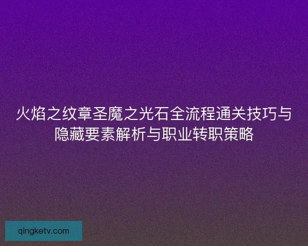 火焰之纹章圣魔之光石全流程通关技巧与隐藏要素解析与职业转职策略